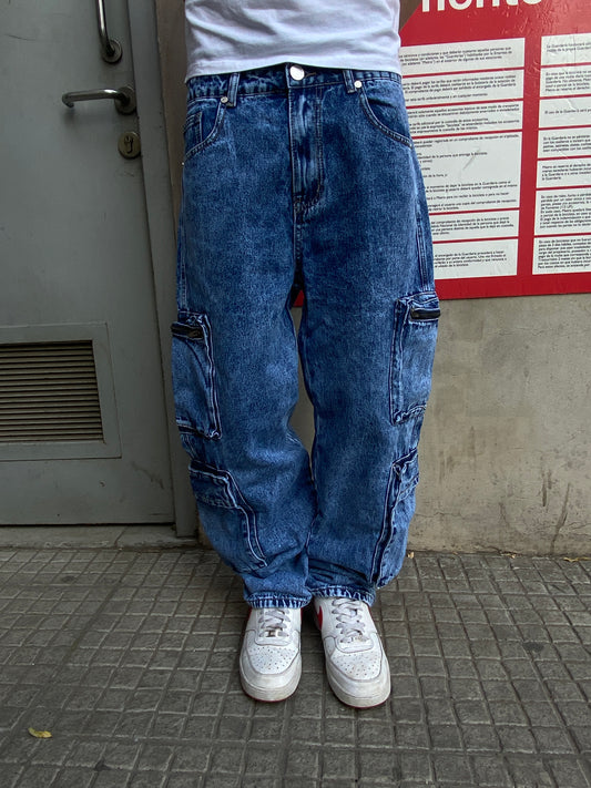 Jeans Cargo Blue Ripper